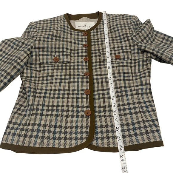 Alfred Sung 100% Wool Plaid Checkered Vintage Blazer Size 8 - Picture 8 of 9